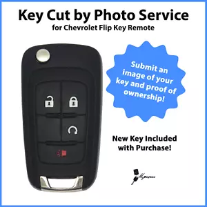 -Key Cut by Photo- Service with New Chevrolet Flip Key Remote 4-BTN OHT01060512 - Bild 1 von 7