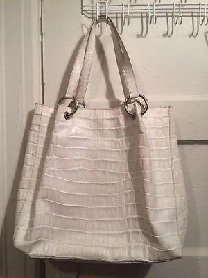 Tosca Blue white leather tote bag handbag Italy medium size - Image 1 of 4