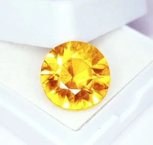 Zafiro amarillo natural suelto 14 mm certificado piedra preciosa redonda corte brillante O197 - Imagen 1 de 11
