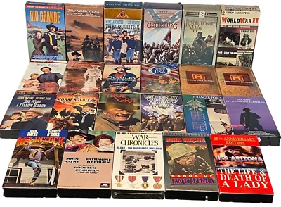 23 CLASSIC Movies John Wayne Western Cowboy Civil War WWII VHS Tape LARGE LOT - Image 1 of 4