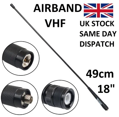 Airband VHF Antenna BNC SMA Female Male AOR Uniden Icom Whistler Quanshang Yaesu - image 1 of 2