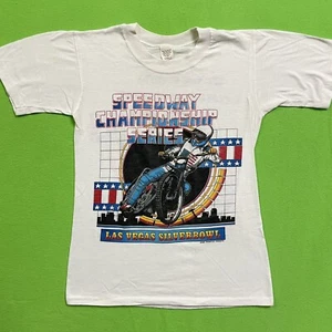 Vintage 80s Motocross T-Shirt Speedway Series Las Vegas Silverbowl Racing Size S - Picture 1 of 8