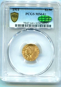 1911 $2.5 INDIAN QUARTE EAGLE PCGS MS64+ MS-64+ STUNNING PLUS & CAC - Picture 1 of 6