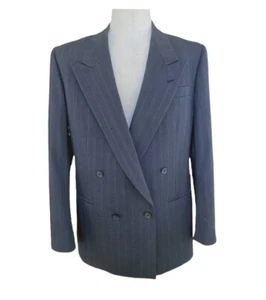 Nino Cerruti Striped Gray Double Breasted Suit Sports Coat Blazer Jacket Sz L - Picture 1 of 8