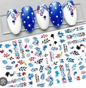 Nail Art Stickers  CHRISTMAS STICKERS ASSORTED LEAVES & BERRIES F798 - Picture 1 of 1