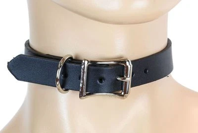 Plain Leather Choker  3/4" Wide Buckle Adjustable USA Made Premium Cow Leather - Image 1 of 4