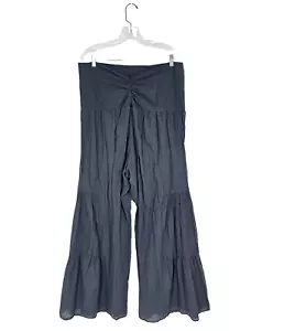 Bluefish Womens 2 Gray Tiered Unpainted Lagenlook Fold Over Waist Wide Leg Pants - Picture 1 of 12