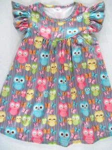 Girls OWL Print Dress Flutter Sleeve Sizes 3yrs 4yrs 5/6  6/7 NEW - Picture 1 of 9