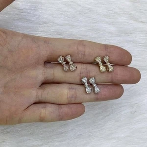 0.55CTW Lab-Grown Diamond 18K Yellow Rose White Gold Bow Stud Earrings - Picture 1 of 21