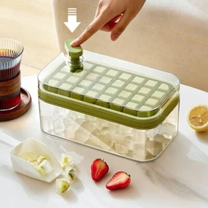 Ice Cube Trays for Freezer Ice Cube Tray with Lid and Bin 2 layers of 64 cells - Picture 1 of 6