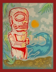 Marquesan Tiki Wave Retro Beach Bar Cocktail Lowbrow Pop Art Polynesian Print - Picture 1 of 1