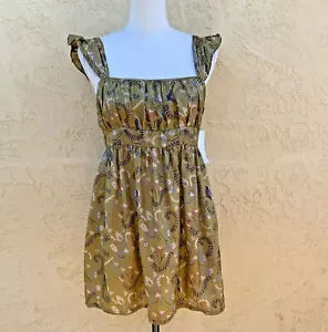 New Halogen 100% Silk Size M Sleeveless Floral Blouse Elderberry Olive - Picture 1 of 12