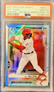 2021 Bowman Draft Chrome Sky Blue Refractor Jay Allen #BDC-11 PSA 10 GEM MT - Bild 1 von 3