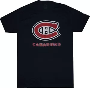 Camiseta Montreal Canadiens Throwback Retro Deporte Calce Ajustado Azul Marino NUEVA Limpieza - Imagen 1 de 2
