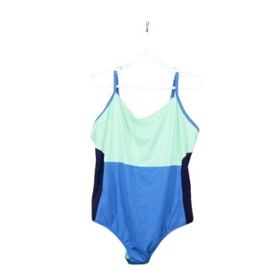 LL Bean Women's New Currents Swimwear Scoopneck Tanksuit Colorblock Blue 26W - Picture 1 of 10