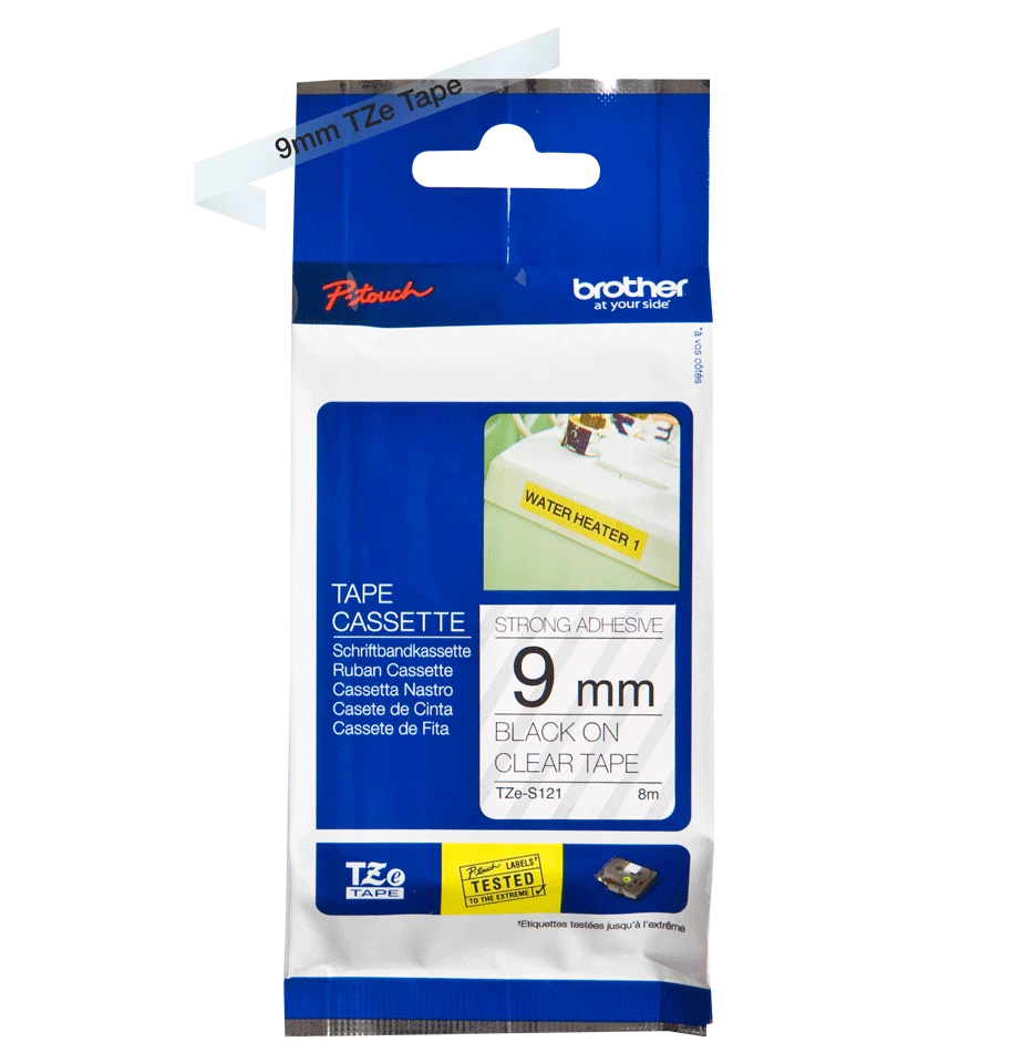 Brother P-touch schwarz auf transparent Laminat Nr Tz121