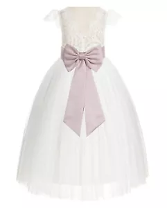 Ivory Flower Girl Dress Lace Dresses Communion Dress Wedding Pageant Dresses - Picture 1 of 85