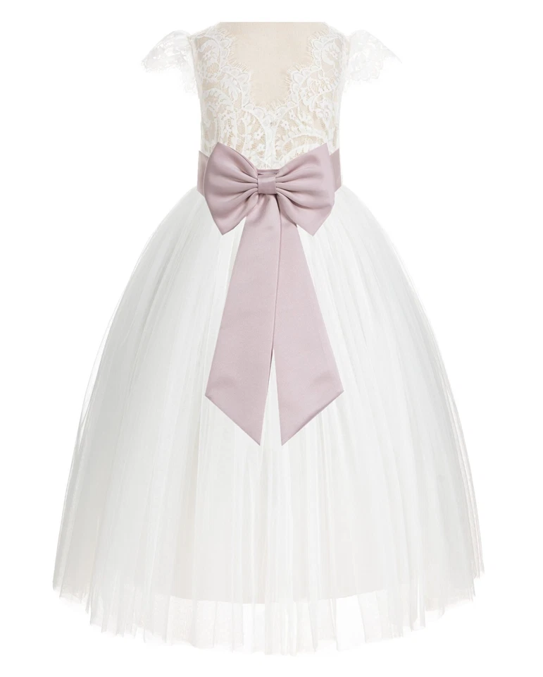 Vestido Marfil Flor Niña Encaje Vestidos Comunión Vestido Boda Desfile Vestidos Foto 1 de 1