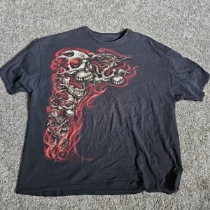 Skull and Smoke Black Cut Tag 2XL Grunge, Punk, Metal Short Sleeve Shirt - Picture 1 of 8