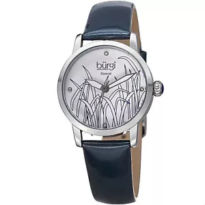 Burgi BUR173BU Damenuhr matt Diamant Zifferblatt Schilf Design Echtleder - Bild 1 von 4