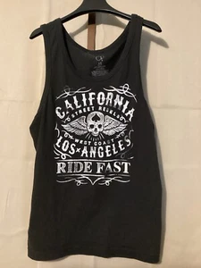 Ocean Pacific Men’s Muscle Tank Top Sz L California Street Rebels Logo Black Y2K - Picture 1 of 4