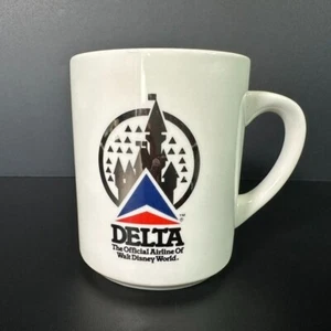 Vintage Walt DISNEY World x DELTA Airlines Coffee Mug White Ceramic Cup - Picture 1 of 6