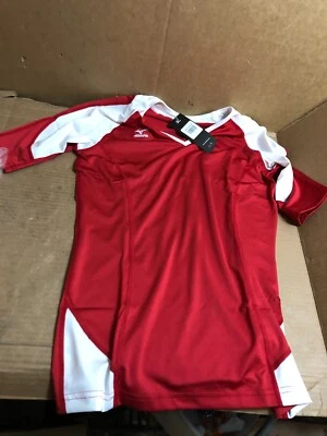 Mizuno M Womens Volleyball Lightweight Short Sleeve Shirt Running Athletic Red - Image 1 of 4