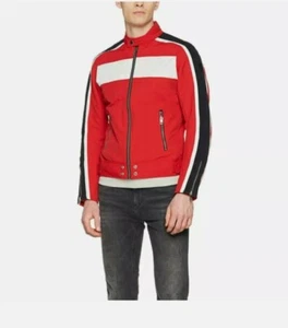 DIESEL Biker Jacket J STREET Slim Bomber Red White Black XL - Picture 1 of 8
