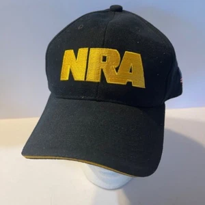NRA Hat Cap Unisex Embroidered Gold Emblem Adjustable Black Baseball - Picture 1 of 9