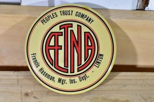 VINTAGE MIRROR ADVERTISING PEOPLES TRUST AETNA INSURANCE FRANCIS HASEMAN LINTON - Picture 1 of 3