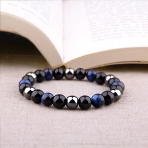 ARMBAND TIGERAUGE BLAU HÄMATIT OBSIDIAN 3 GRÖßEN ARMBAND - Bild 1 von 1