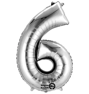 Anagram Balloons (NUMBER 6) Foil Mylar Balloon 34" SILVER SuperShape - Picture 1 of 1