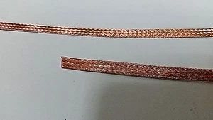 Cinghia da terra larga 1/4"" intrecciata piatta intrecciata NUDA filo di rame puro 1/4"" USA - Foto 1 di 1