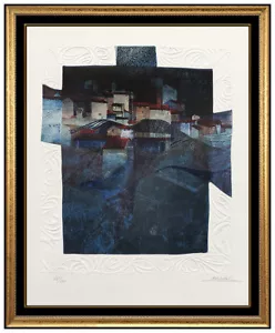 Sunol Alvar Embossed Hand Signed Color Lithograph Modern Cubism Landscape Art - Picture 1 of 5