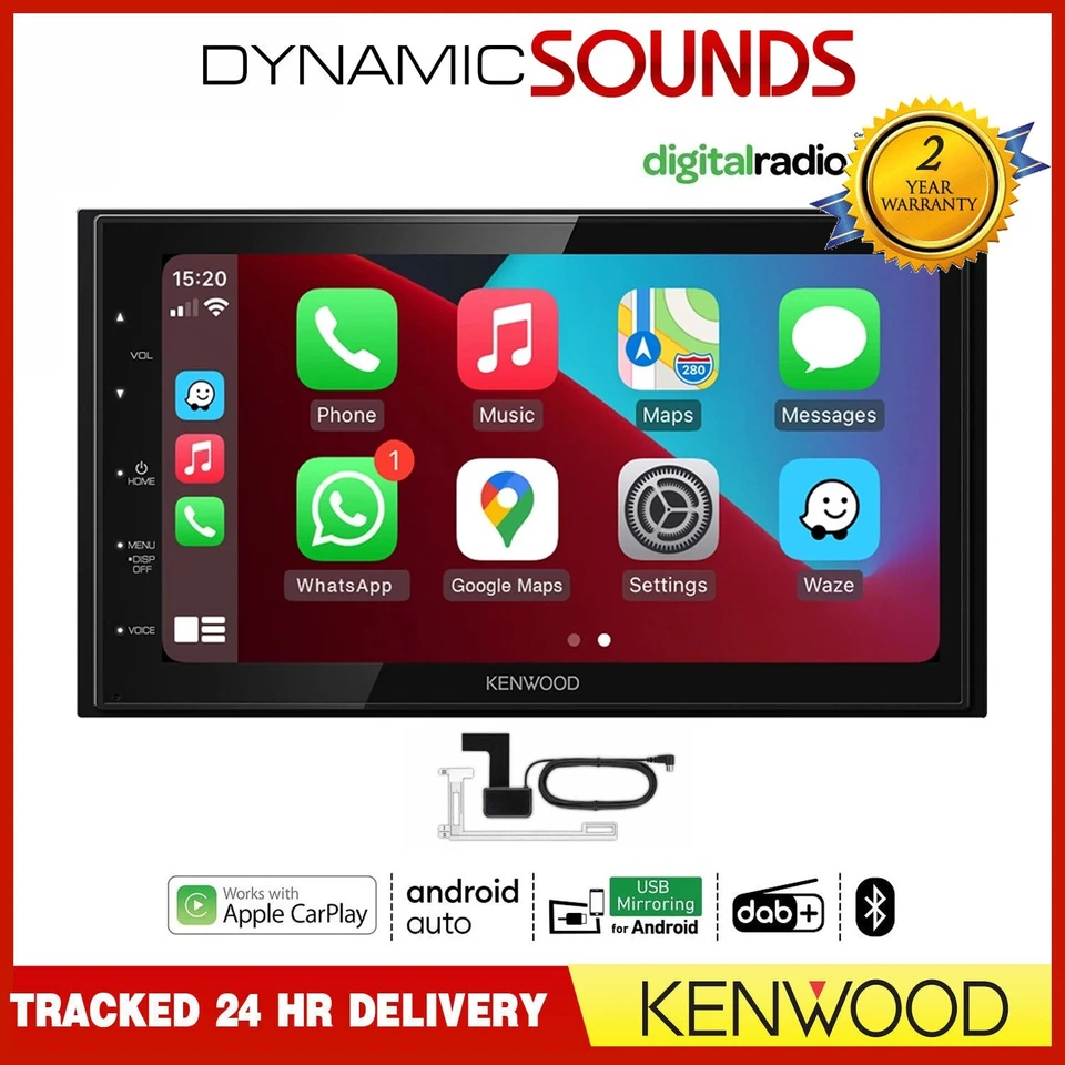 Kenwood dmx5020dabs android auto carplay 6.8" double din dab radio bluetooth