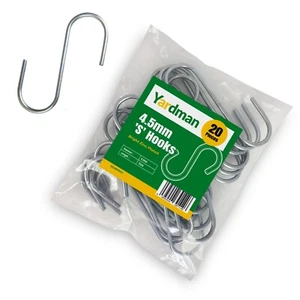 YARDMAN S Hooks 20-pcs 4.5mm Hanging Hook Length 13cm Strong Metal S Shaped Hook - Picture 1 of 5