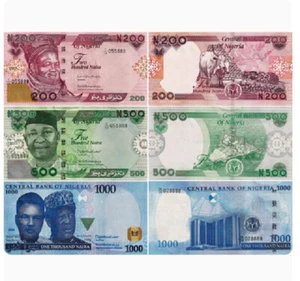 Nigeria Set 3 Piezas 200 500 1000 Naira 2023 2024 P 47 48 49 Billete UNC NUEVO - Imagen 1 de 3