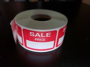 500 Self-Adhesive Sale Price Rectangular Retail Labels Sticker Merch Tag Red