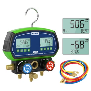 Refrigeration Digital Manifold Gauge Set for HVAC Air Conditioning with Hoses - Picture 1 of 24