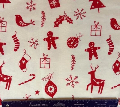 SUPER SNUGGLE FLANNEL Sewing Fabric 1.444 Yds (52") x 42" POP CHRISTMAS ICONS - Image 1 of 3
