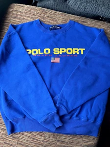 Polo sportiva vintage anni 90 Ralph Lauren U.S.A. Felpa Pullover Bandiera M Uomo - Foto 1 di 5