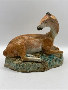 Doe Deer Recumbent Early Staffordshire Potteries Original Antique Figure 1800 - Picture 1 of 24
