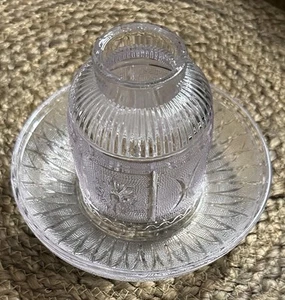 "Pantalla de lámpara de vidrio amatista vintage acanalada patrón prensado floral 7""x6""" - Imagen 1 de 6