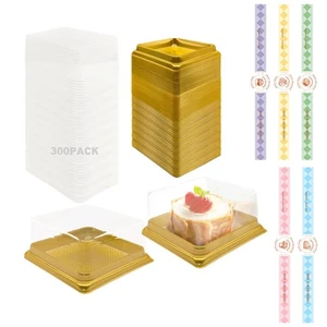Juego de 100 mini caja de pasteles de plástico transparente de 3,5 pulgadas para magdalenas pequeñas caja para pasteles P... - Imagen 1 de 7