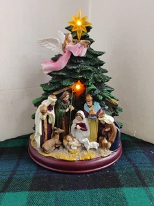 Christmas Tree Light Up Nativity 8.5" Jesus Mary Joseph Angel 3 Kings Vintage - Picture 1 of 14