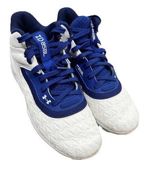 Botines de béisbol Under Armour juveniles para niños talla 3Y blancos/azules Foto 1 de 4