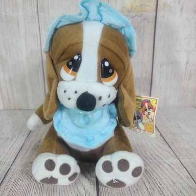 Vintage Nanco Sad Sam Honey Plush Baby Dog Stuffed Animal Blue Hat Bib Pacifier - Image 1 of 4