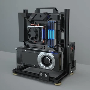 Banco prova telaio assemblaggio creativo PC, custodia all'aperto, computer fai da te nero - Foto 1 di 7