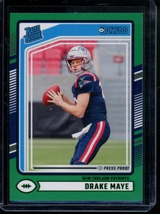 2024 Panini Donruss Rated Rookie Press Proof Drake Maye #379 Green Football - Bild 1 von 2