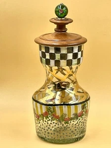 Vintage Retired Mackenzie Childs Circus Collection Glass Carafe with wooden lid - Picture 1 of 8